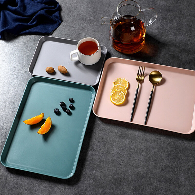 Exquisite Nordic Kreative Multi-Funktion Rechteckigen Kunststoff Tablett Küche Organizer Home Küche Obst Dessert Tray