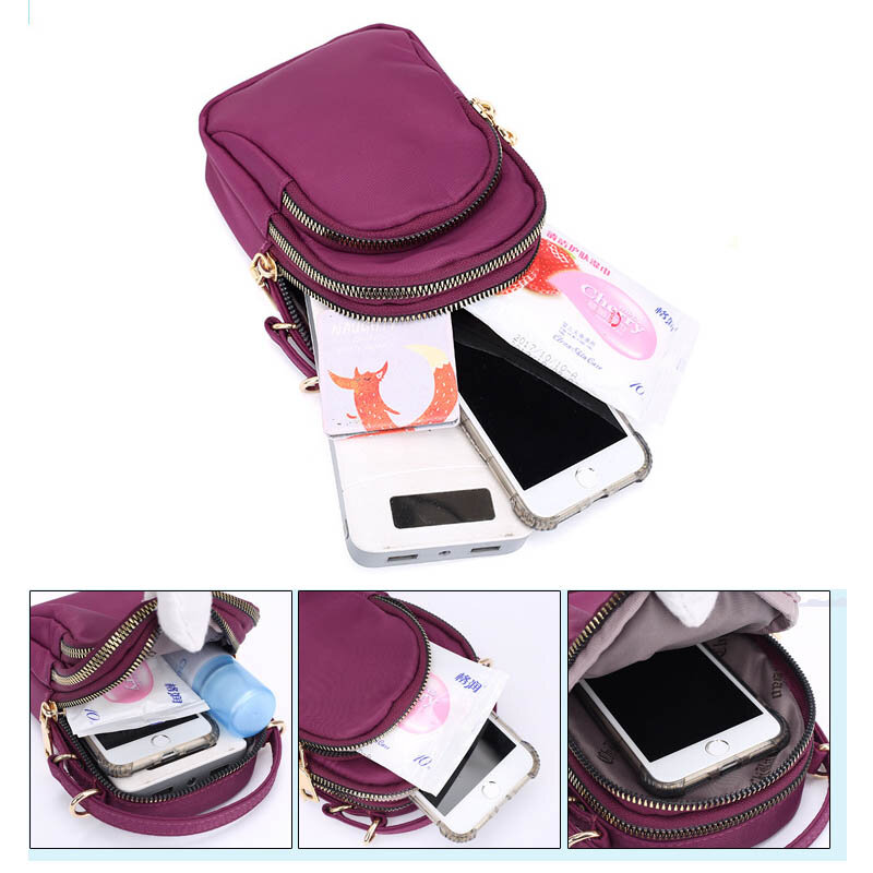 Fashion Women Crossbody Bag Nylon Waterproof Phone Pouch Purse Mini Multi-function Shoulder Bag Handbag Designer Female Bags