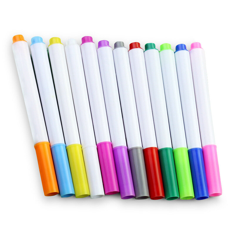 12Pcs/set Different Colors Water-soluble Liquid Chalk Children&#39;s Drawing Pen Non-dust Board Chalk Marker Teacher Supplies