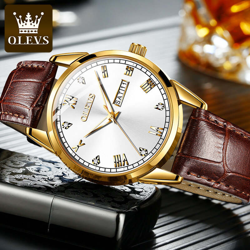Olevs relógio de negócios masculino marca de luxo data à prova dwaterproof água relógios masculino casual quartzo relógio de pulso para homem relogio masculino