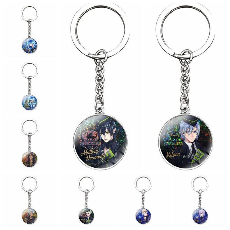 Japan Game Twisted Wonderland Acryl Sleutelhangers Night Raven College Hoofdpersoon Anime Figuur Cosplay Tijd Gem Key Ring Gift