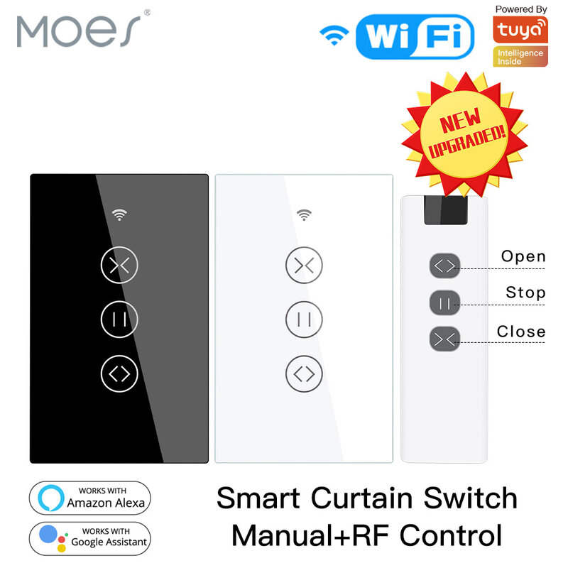 ローラーブラインド用の接続されたタッチスイッチ,smart life,tuya,alexa,google homeと互換性のあるリモートコントロールモジュール,rf433,wi-fi