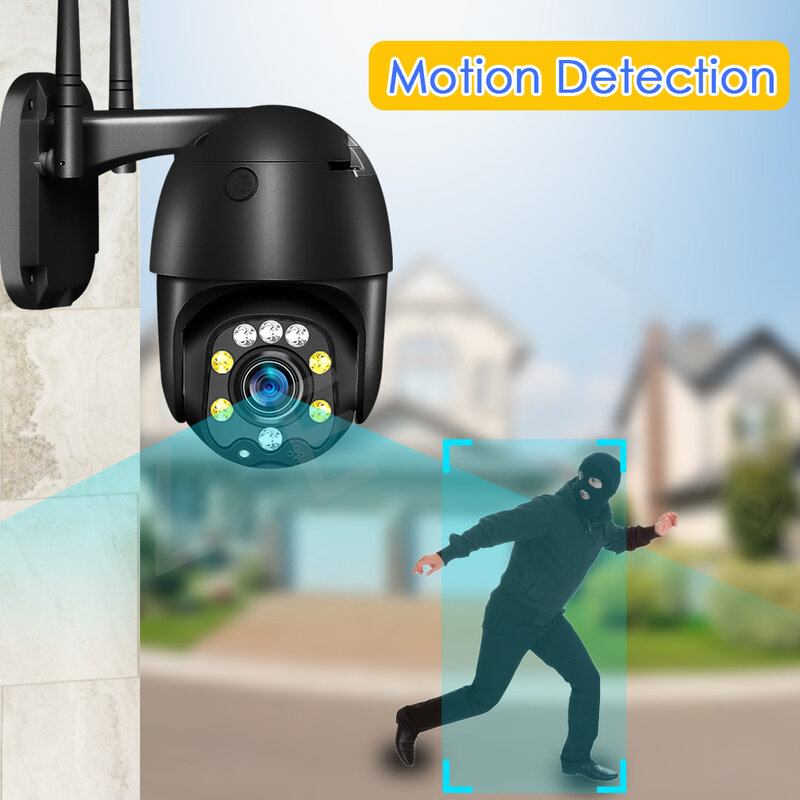 Kamera IP CCTV Kartu SIM 4G WiFi Luar Ruangan 5MP Video Pengawasan PTZ Kamera Keamanan Warna Penglihatan Malam Rumah Pintar 5X Zoom Optik