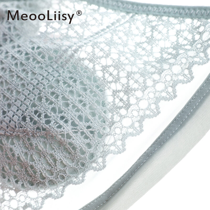 MeooLiisy-Sujetador de encaje sin aros para mujer, ropa interior fina, lencería de estilo francés, suave, Push-Up