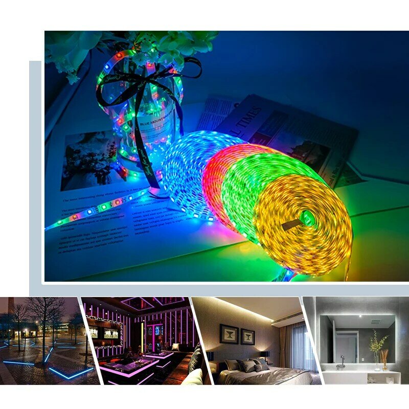 Luz de tira conduzida 5m 300leds impermeável rgb 2835 5050 dc12v 60leds/m fiexble luz fita led decoração para casa lâmpada