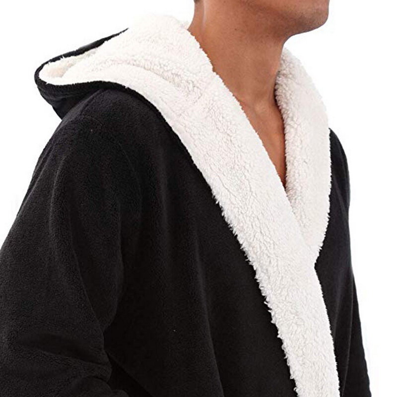 Traje de hombre de invierno de talla grande de lana de Coral de los hombres Albornoz Kimono de franela caliente bata baño hombre acogedor trajes de noche ropa de dormir Pijamas Hombre