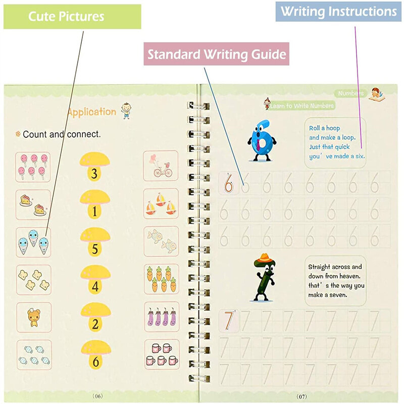 Anak-anak Praktek Sulap Copybook Dapat Digunakan Kembali 3D Copybook Angka dan Huruf Anak-anak Berlatih Perlengkapan Homeschool Pendidikan