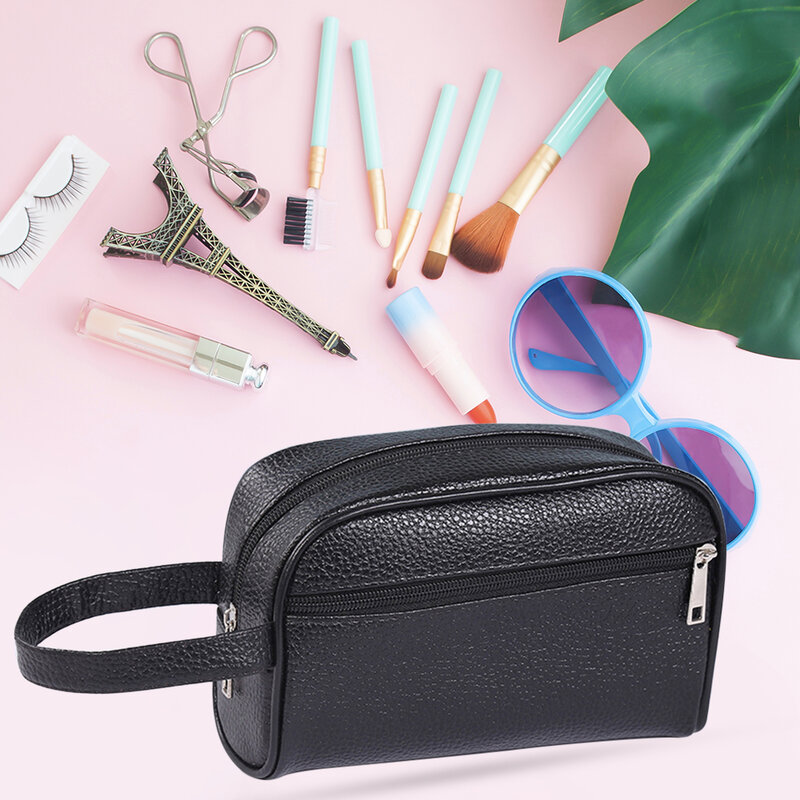 Bolsa masculina de couro pu, bolsa fashion de cor sólida de telefone com pulseira 2021 casual, bolsa de higiene pessoal, bolsa pequena carteira de mão
