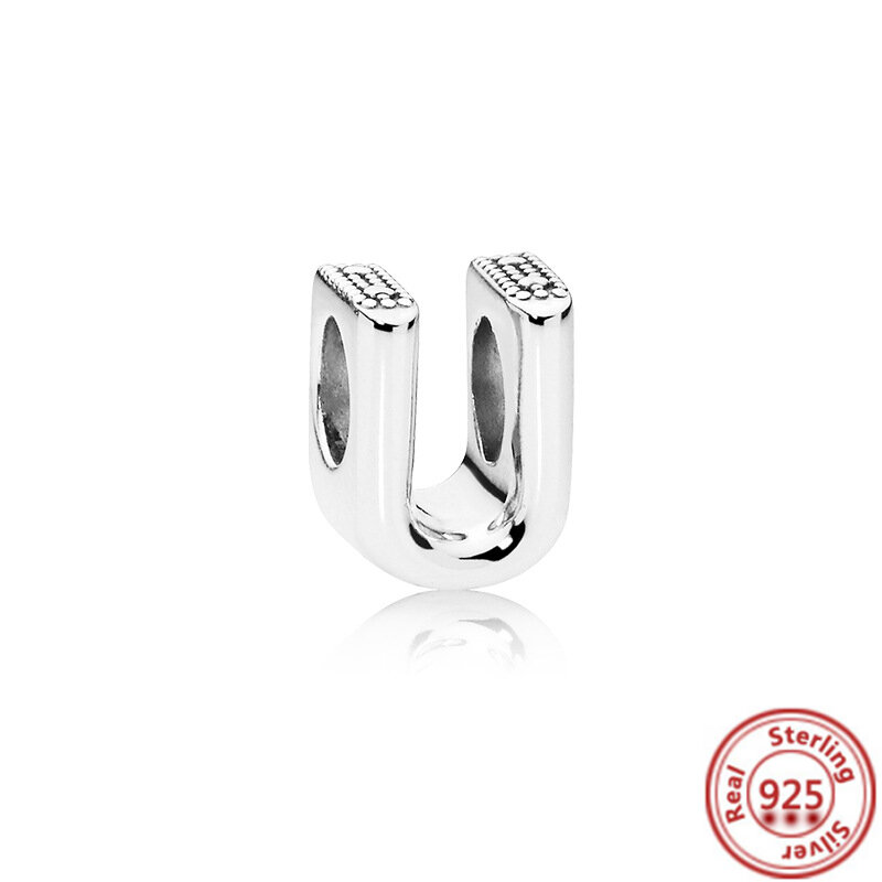 Nuovo stile semplice autentico argento 925 26 lettere A-Z perline adatte a braccialetti con ciondoli Pandora originali per gioielli da donna regali di compleanno