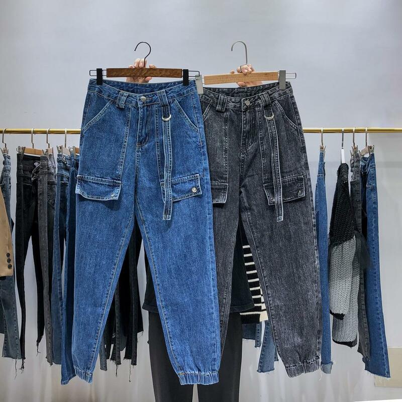 بنطلون جينز حريمي مستقيم عالي الخصر ، موضة ، خريف ، ألوان مختلفة