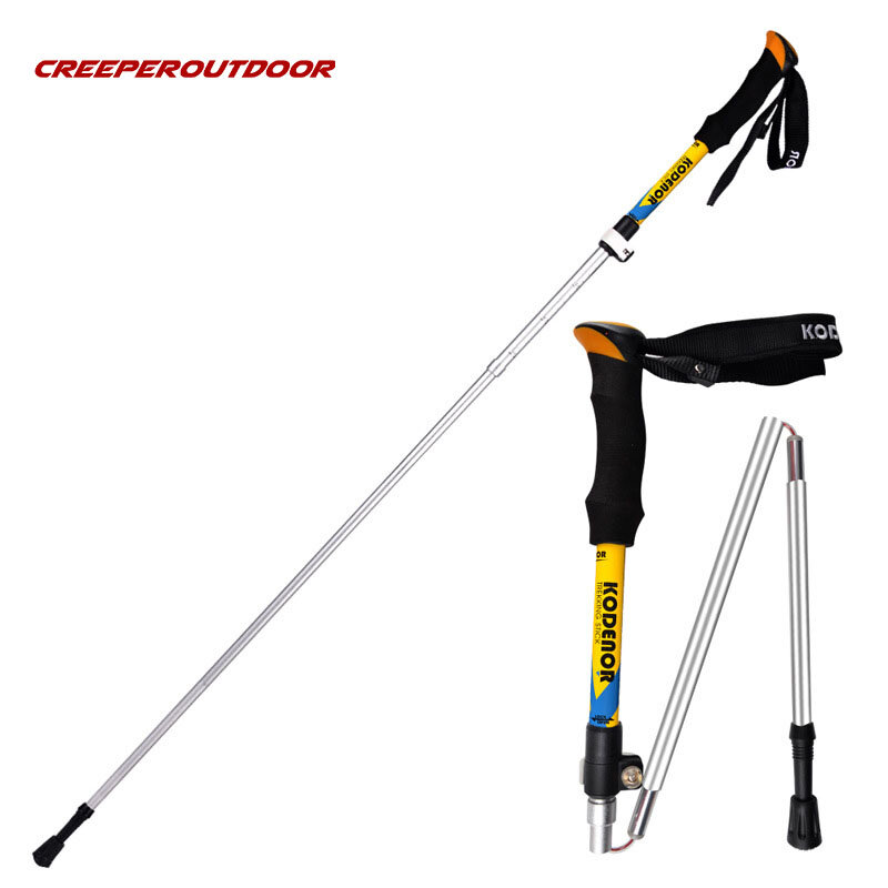 5 Section Adjustable Walking Stick Telescopic Cane Trekking Stick Aluminum Alloy Ultralight Climbing Hiking Stick