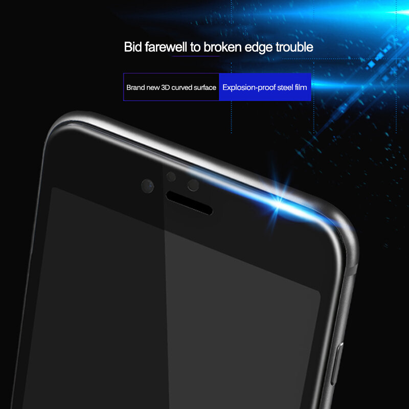 Protector de pantalla de vidrio templado para teléfono móvil iPhone, cubierta completa con borde curvo 9D, película de cristal, compatible con iPhone 7, 8, 6, 6S Plus