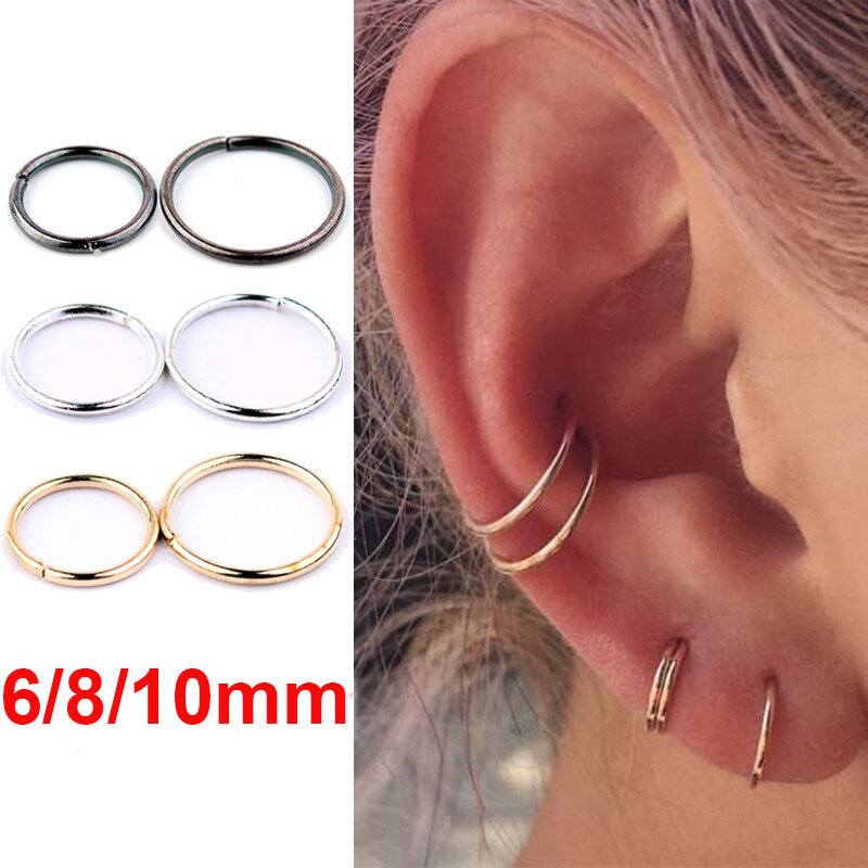 1PC Einfache Kreis Kleine Hoop Ohrringe Nase Ringe Hoop Vintage Punk Persönlichkeit Lip Ring Ohr Nase Piercing Schmuck Zubehör #