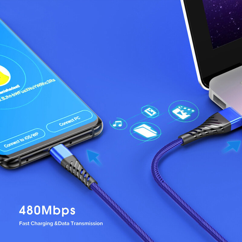 Cable USB tipo C de carga rápida para teléfono móvil, cable de datos Universal de 2,4 a para Huawei Samgsung xiaomi