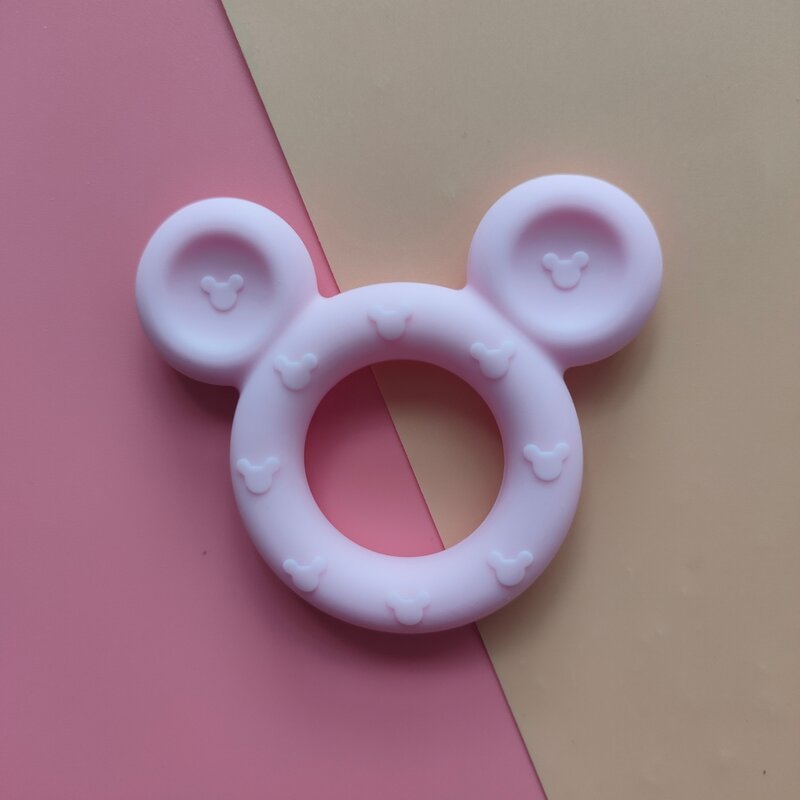 Anneau de dentition en silicone pour bébé, dessin animé Mickey, Animal rongeur, collier de dentition, jouet de qualité alimentaire, perles