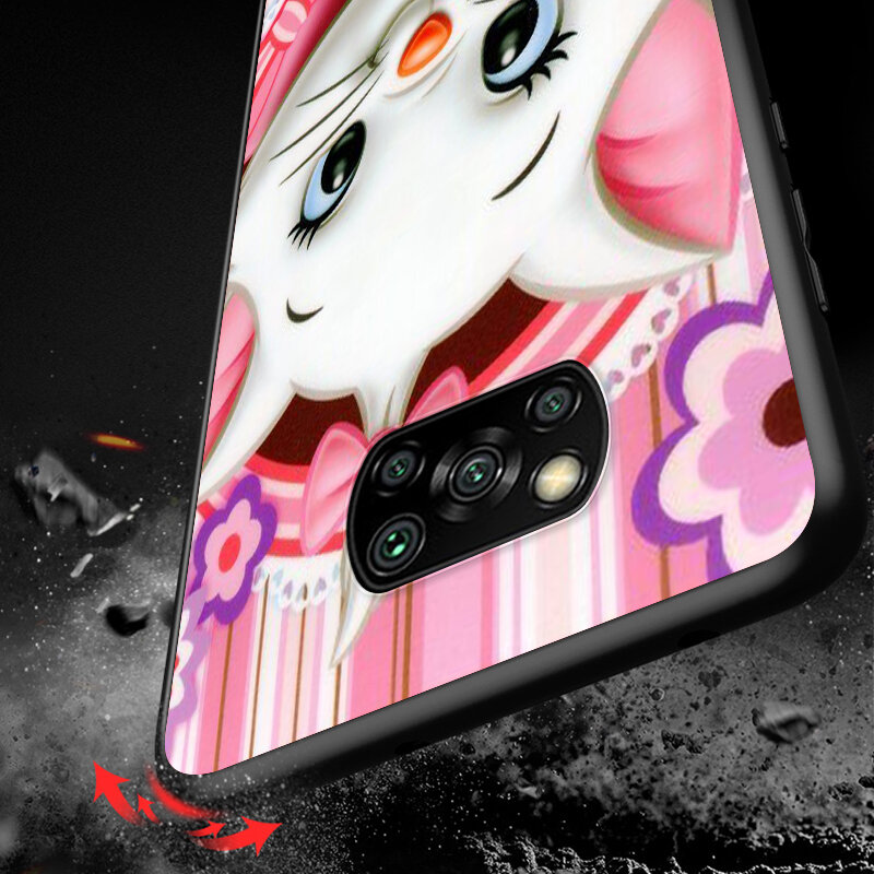 Coque de téléphone noire Disney Marie Cat pour Xiaomi, compatible Mi Play Mix 3 A2 A1 6X 5X Poco X3, NFC GT M3 M2 X2 F3 F2 Pro C3 F1