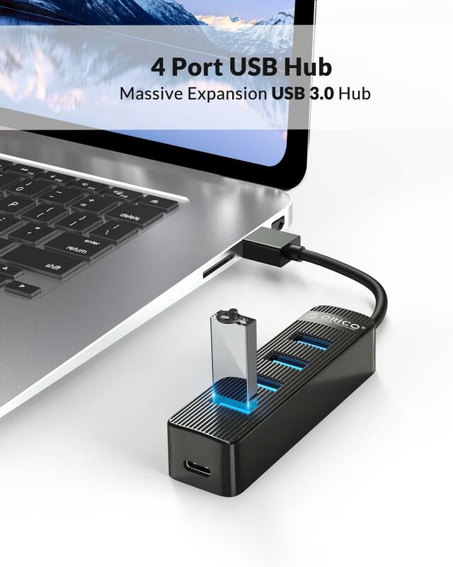ORICO USB 3.0 허브 유형 C 전원 공급 장치 허브 4 포트 USB 어댑터 PC 노트북 컴퓨터 액세서리 ABS USB 분배기 USB3.0