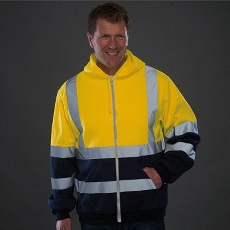 Reflektierende stripd männer/frauen jacke Arbeit kleidung uniform frühjahr herbst jacke mantel arbeit hoodies
