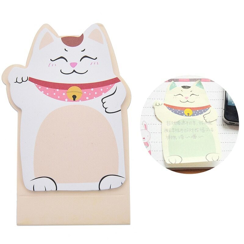 1Pcs Lucky Cat Memanggil Maneki Neko Memo Bookmark Sticky Notes