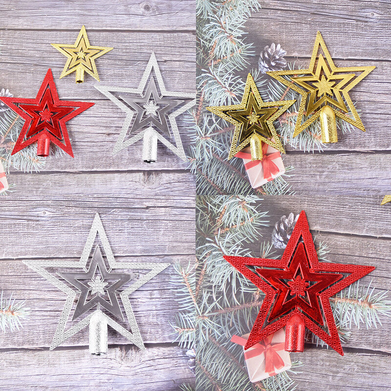 Christmas Tree Topper Sparkle Stars 10/15/20cm Happy Christmas Treetop Star  Decoration Supplies Gift New Year Decor