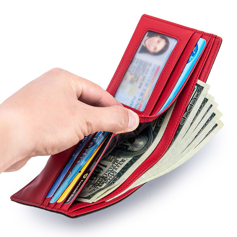 2021 RFID skórzany portfel męski moda z włókna węglowego małe etui na karty portmonetki ultracienki prosty portfel dla człowieka Drop-shipping