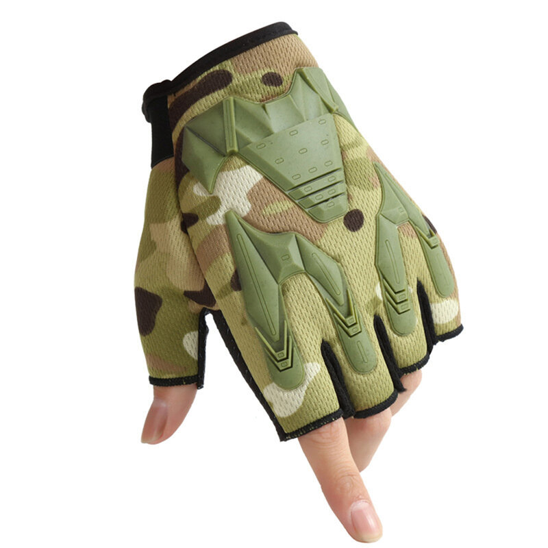 Mannen Camouflage Vingerloze Tactische Handschoenen Militaire Leger Schieten Fiets Hard Knuckle Half Vinger Handschoenen Mannen Zwarte Auto Handschoenen