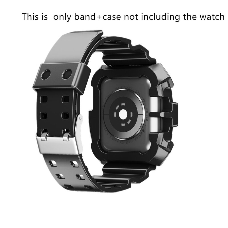 Funda deportiva + banda para Apple Watch Series 6/5/4/3/2/1/Se, correa de silicona transparente para IWatch de 38mm, 40mm, 42mm y 44mm