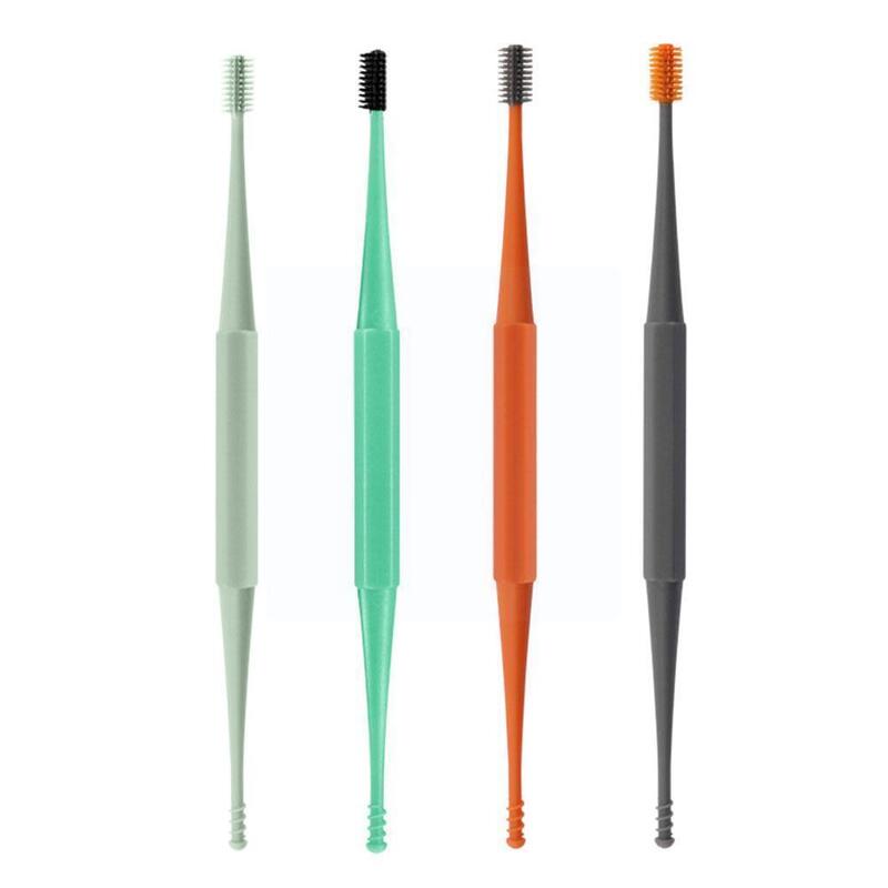 1pcs Soft Silicone Double Head Micro-bristle Reusable Ear Rotating Ear Remover Cleaner Curette 360 Double Ear Wax Degree Pi J3R8
