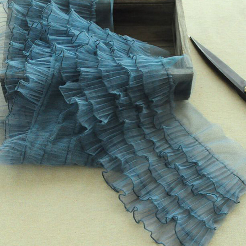 Кружевная гипюровая лента, ширина 18 см, цвет синий