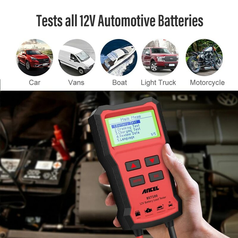 ANCEL – testeur de batterie de voiture, outil de Diagnostic automobile, 12V, OBD2, 2000CCA, BCI CCA, analyseur de batterie, PK KW600, BST100