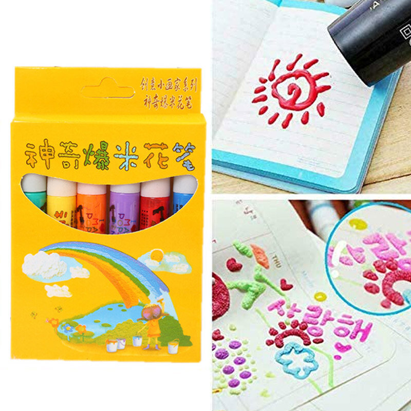 6 Chiếc Magic Bắp Rang Bút 3D Nghệ Thuật An Toàn Bút Cho Lời Chào Mừng Sinh Nhật Thẻ Trẻ Em