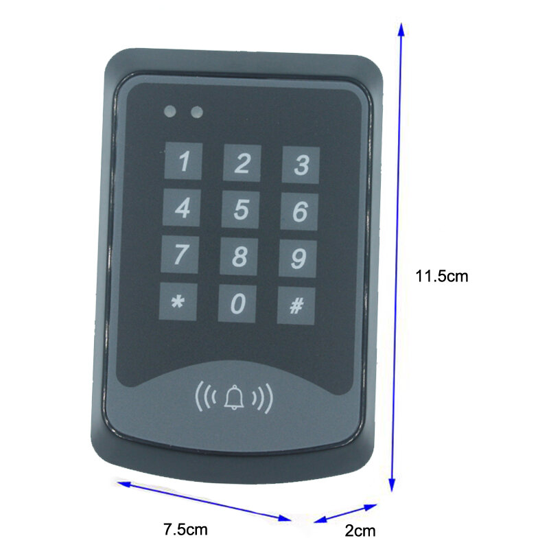 125Khz RFID Keypad Sistem Kontrol Akses Perangkat Mesin Pembaca Kartu RFID Sistem Kunci Pintu 1000 Pengguna Kunci Fob Penutup 1000 Pengguna