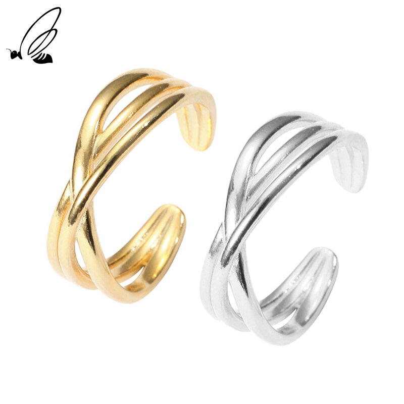 S'steel 925 Sterling Zilveren 2021 Nieuwe Lovers 'Ringen Interweaved Met Mannen Voor Vrouwen Minimalistische Bruiloft Resizable Ring Sieraden