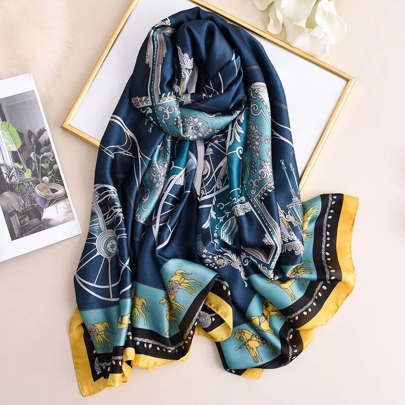 180*90cm Designer Silk Schal Foulard Bandana Lange Lrage Schal Wrap Dame Hijab muffler frauen weibliche strand sonnencreme pareo mode