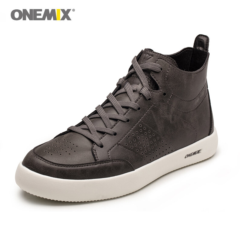 Onemix, novo, tênis de skate masculino, calçado de caminhada, corrida, com cadarço, sapato atlético masculino, parte superior em couro de microfibra macio