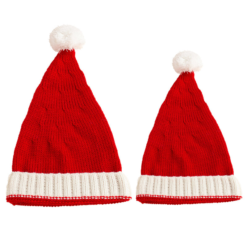 가을 겨울 새로운 부모-자식 크리스마스 니트 모자 여성 유럽 미국 캐주얼 아크릴 귀여운 아기 따뜻한 양모 모자 아이를위한 선물