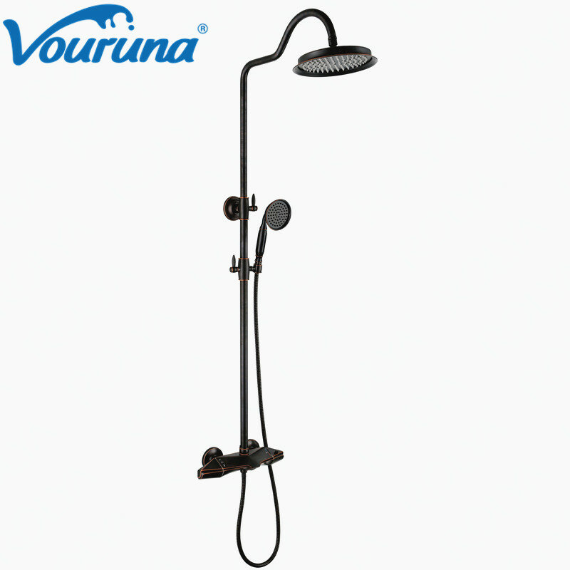 VOURUNA Luxurious Exposed Rose Golden&Chrome&ORB&Black Bathroom Shower Set