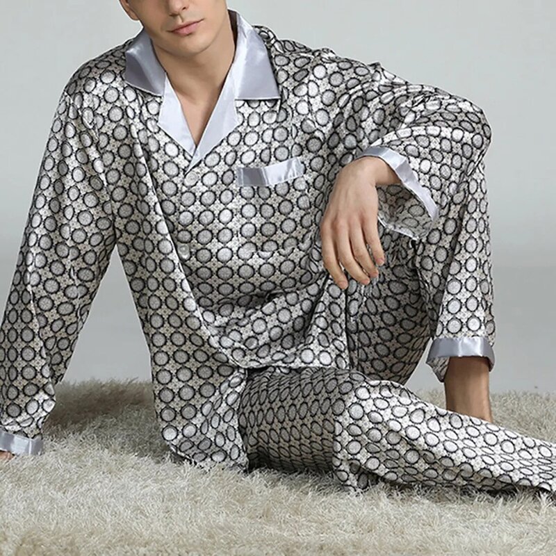 2021 męskie plamy jedwabna piżama ustawia piżamy mężczyźni bielizna nocna nowoczesny styl jedwabna koszula nocna domu mężczyzna satyna miękka przytulna spania