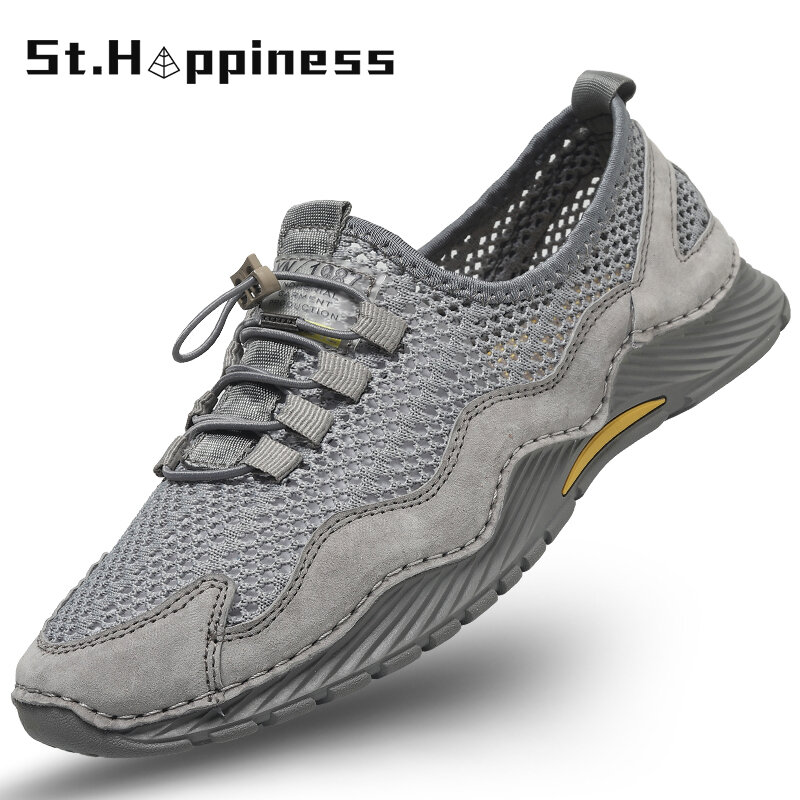 2021 جديد الصيف حذاء رجالي موضة شبكة أحذية رياضية كاجوال في الهواء الطلق الانزلاق على أحذية مشي خفيفة الوزن لينة أحذية رياضية حجم كبير 47