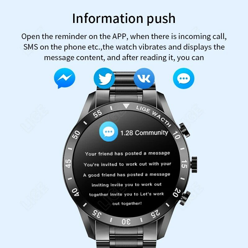 LIGE Männer Bluetooth Anruf Smart Uhr Blutdruck Schlaf Überwachung Sport Fitness Tracker Wasserdichte Smartwatch Männer Alarm Uhr