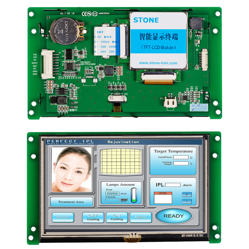 컨트롤러 보드 + 내장 시스템이있는 5 "지능형 UART TFT LCD 디스플레이 모듈 모든 MCU/PIC 지원