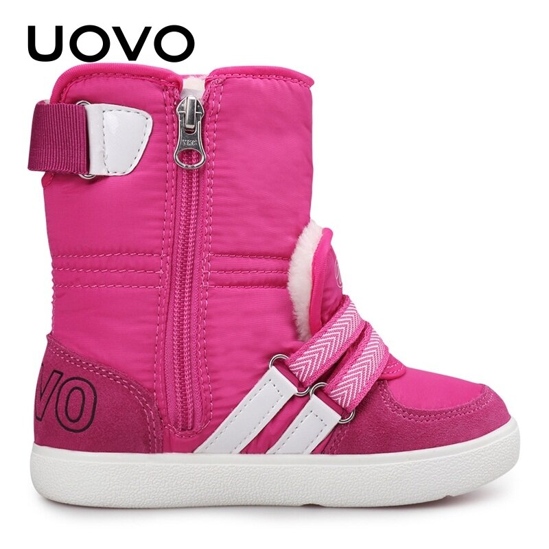 UOVO 2021 발수 어린이 패션 스노우 부츠, 따뜻한 모피 겨울 신발, #26-39