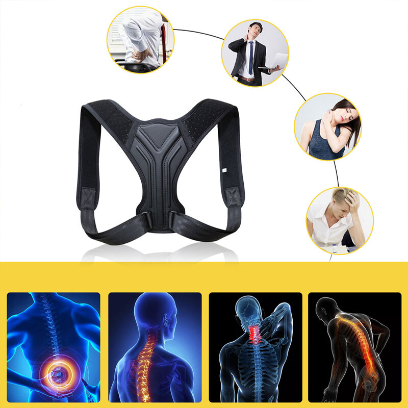 Adulto crianças costas postura corrector clavícula volta apoio correção volta ombros retos cinta com velcro