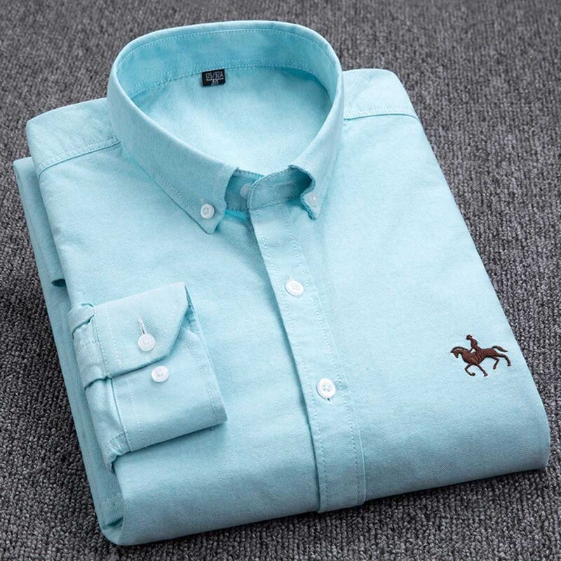 Plus size nova oxford tecido 100% algodão excelente confortável fino ajuste botão colarinho homens de negócios casuais marca camisas topos