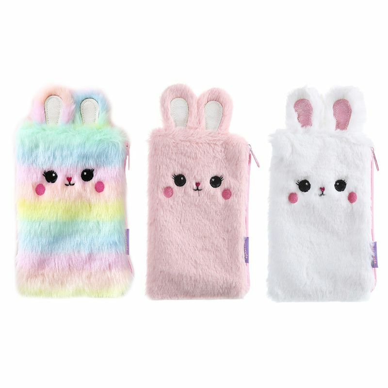 Kawaii Plush Rabbit Bunny Pencil Bag Pen Case Makeup Pouch Coin Purse Storage 