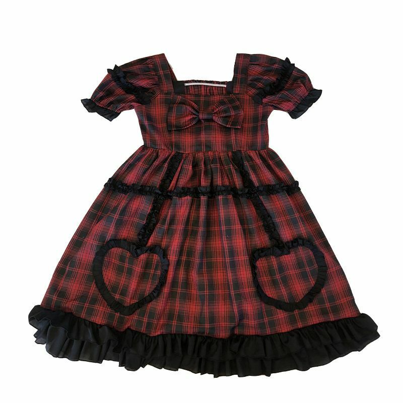 Vestido de Lolita japonés para niña, ropa de escenario Op, dulce, Kawaii, a cuadros