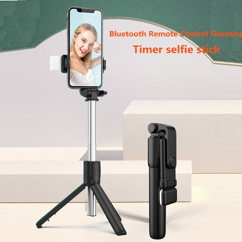 Roreta-Palo de selfi inalámbrico 4 en 1, Mini trípode extensible plegable con luz de relleno, obturador remoto Bluetooth para teléfono inteligente