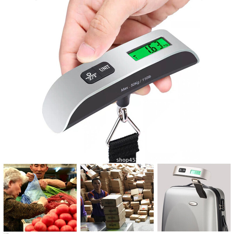 50kg X 10g Portable LCD Digital Hanging Luggage Scale Travel Electronic Weight Digital Electronic Tare Function for Travelers