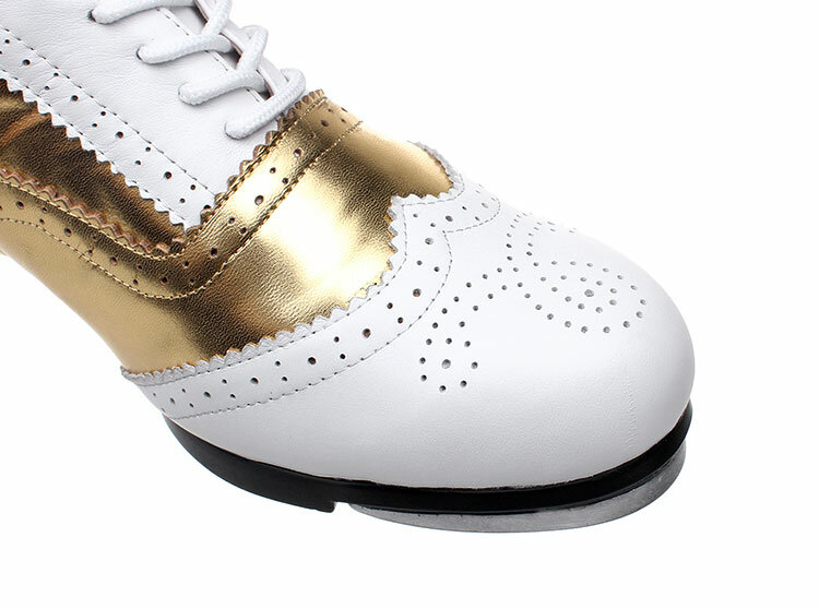 Sapatos vazados de gravação em couro legítimo para homens e mulheres, sapatos vintage de dança com toque, solas divididas
