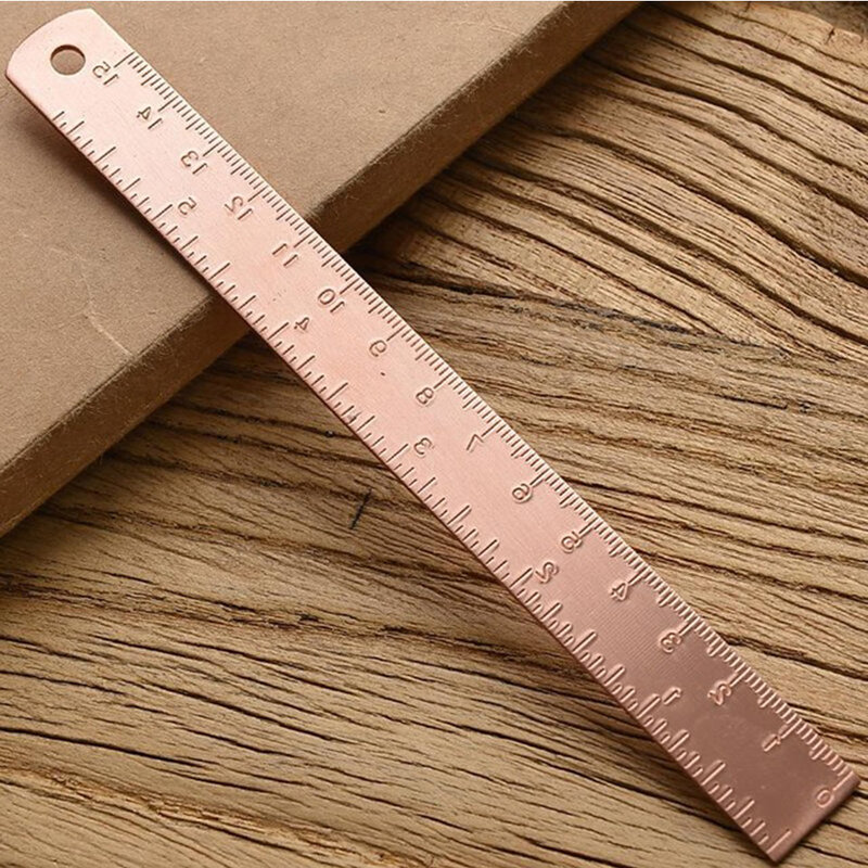 15cm de bronze régua reta para a escola escritório papelaria metal pintura desenho ferramentas rosa ouro medição régua marcador